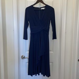 Eliza J Faux Wrap Dress in Navy